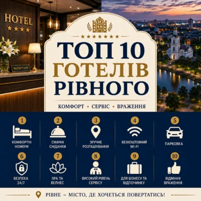 ТОП 10 готелів Рівного: рейтинг, відгуки та як обрати